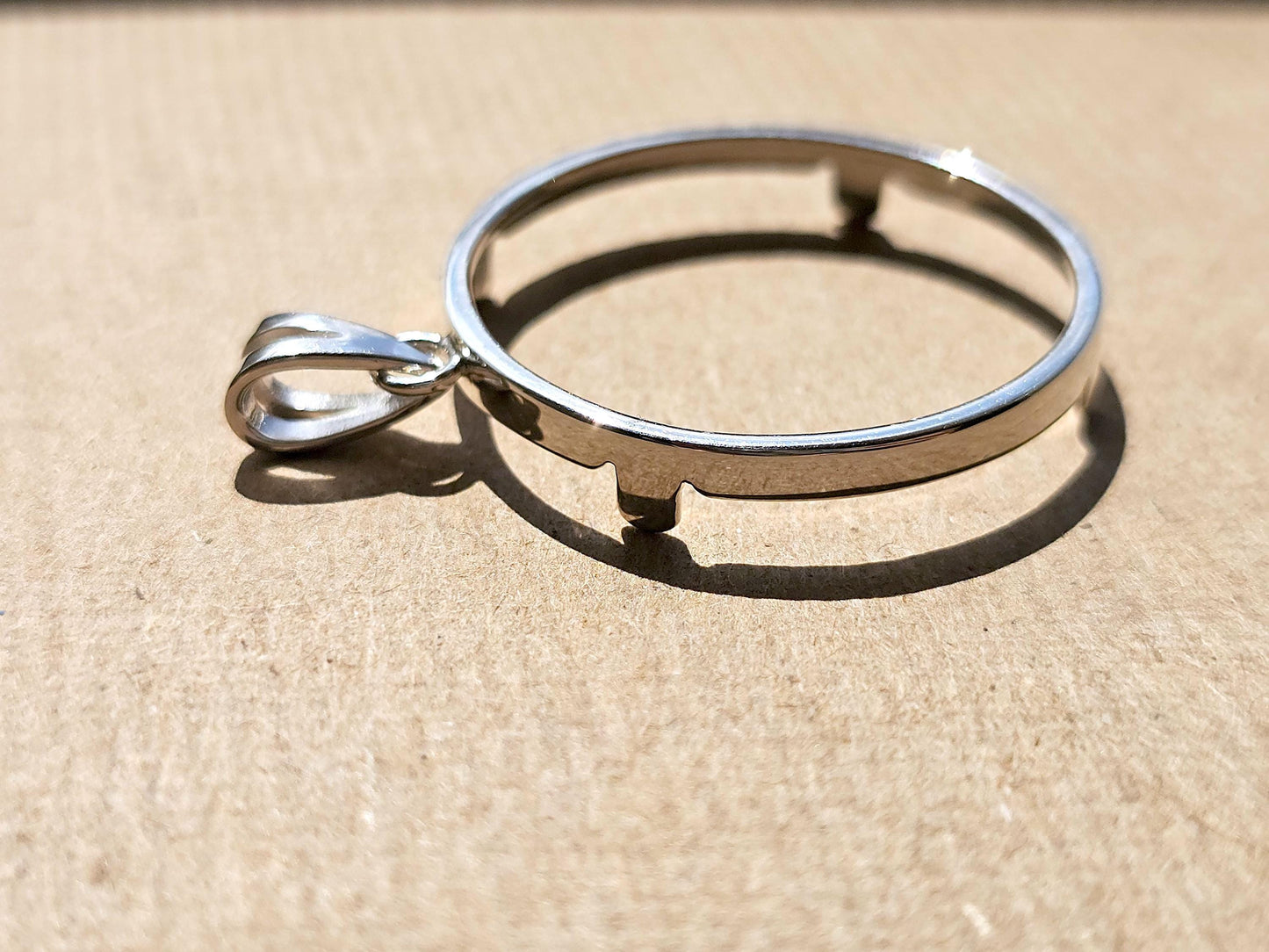 925 Sterling Silver Prong Back Simple Bezel for 30mm Half Dollar 50 Cents Coins