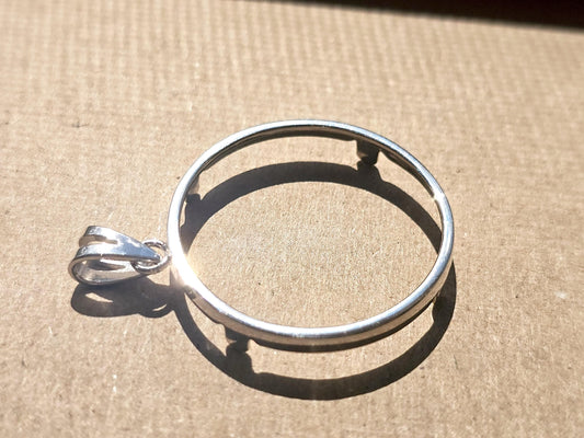 925 Sterling Silver Prong Back Simple Bezel for 30mm Half Dollar 50 Cents Coins