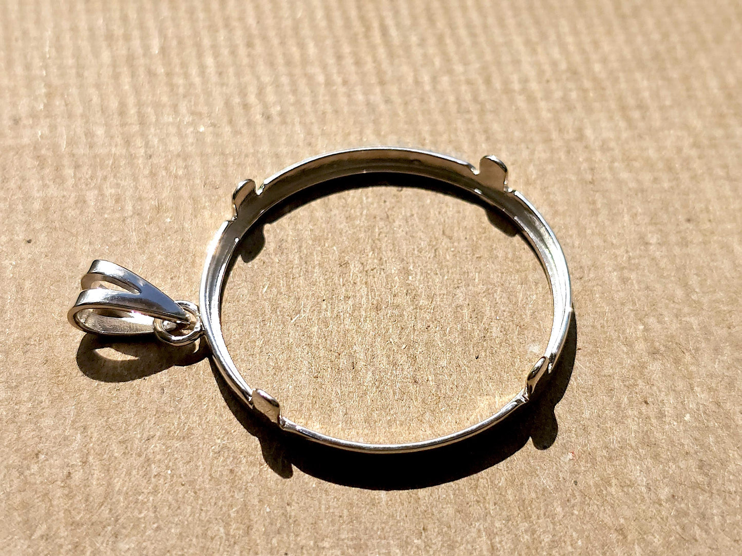 925 Sterling Silver Prong Back Simple Bezel for 30mm Half Dollar 50 Cents Coins