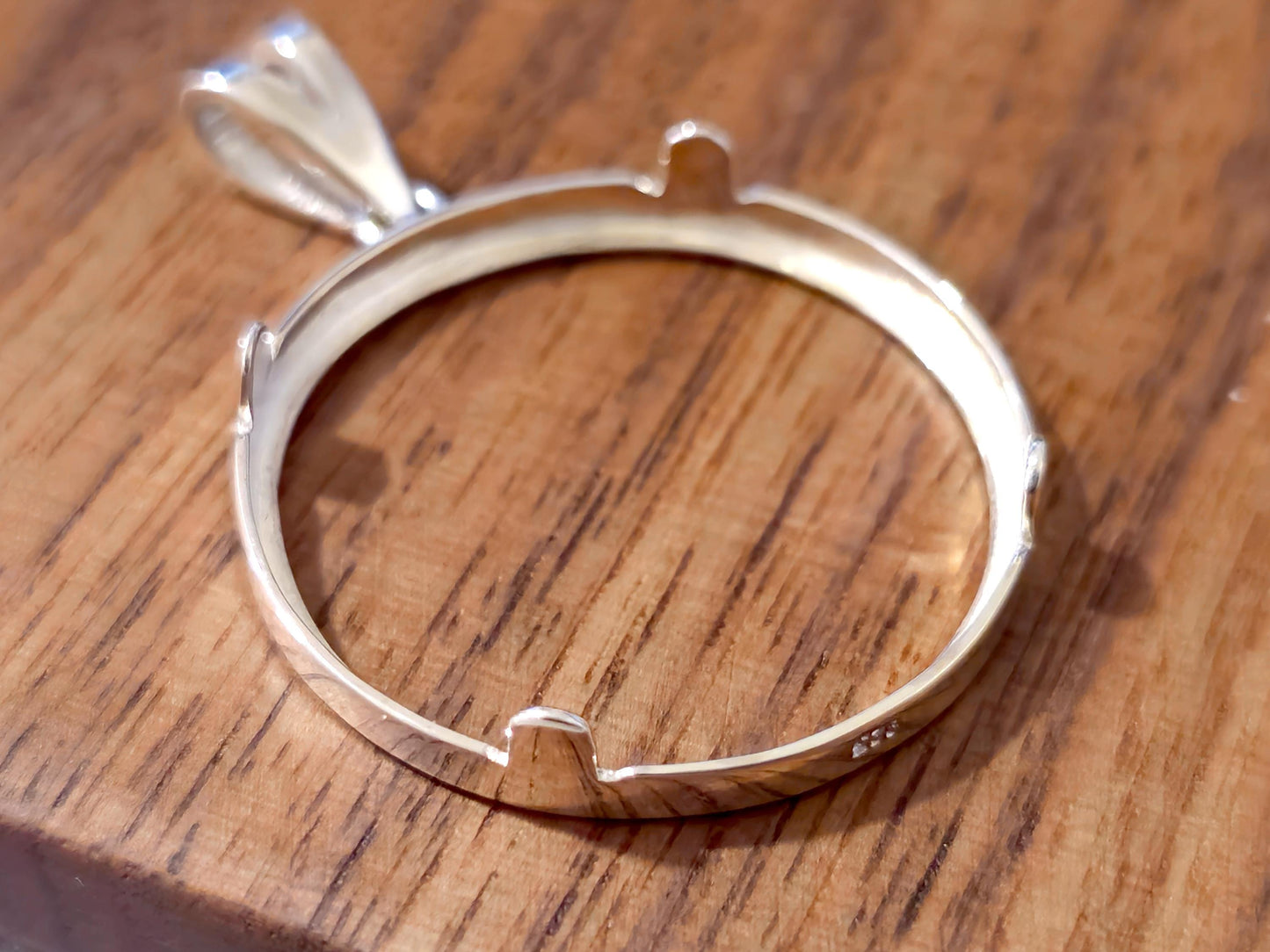 925 Sterling Silver Prong Back Simple Bezel for 26mm Susan B Anthony Dollar Coin