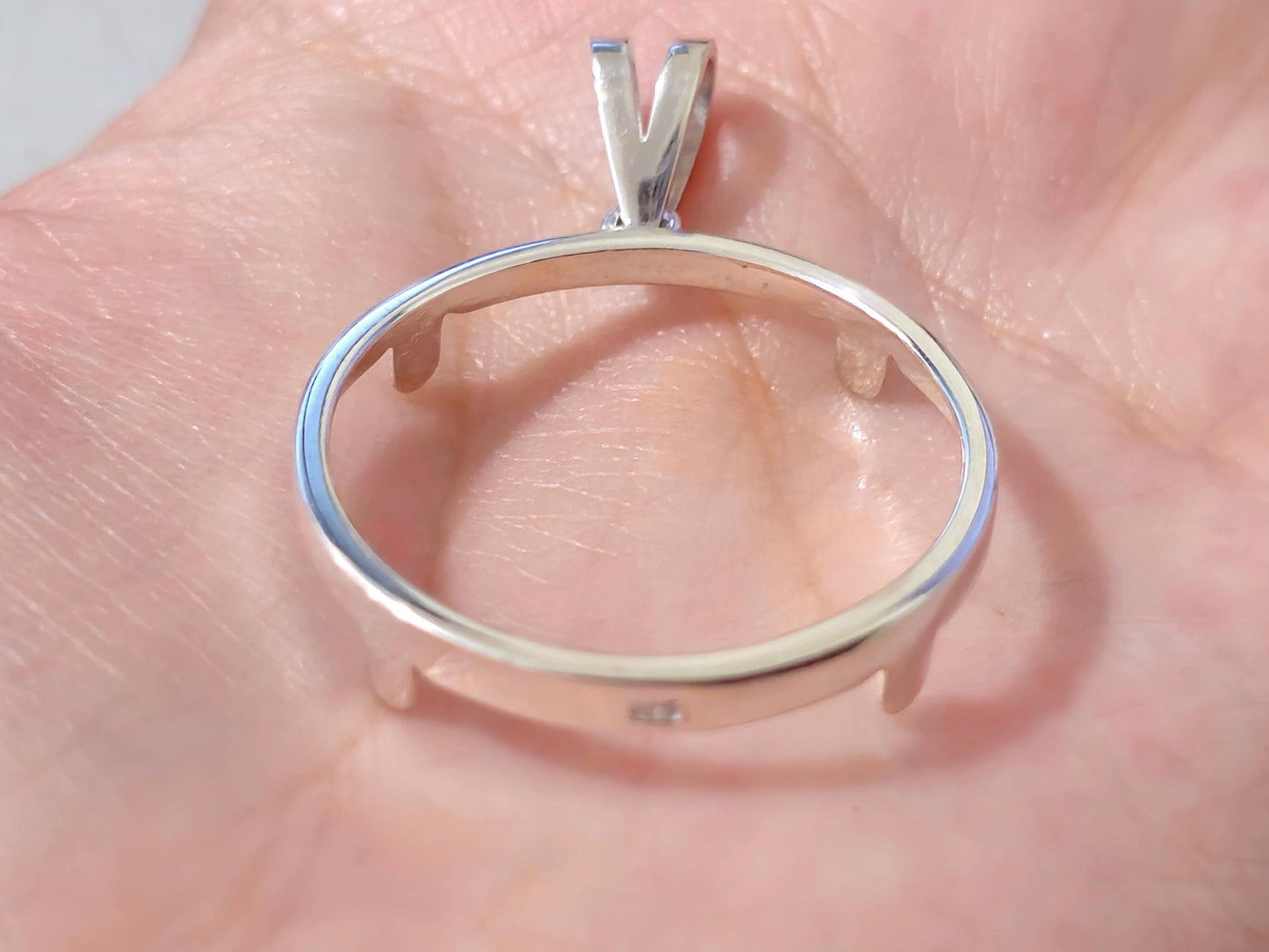 925 Sterling Silver Prong Back Simple Bezel for 26mm Susan B Anthony Dollar Coin