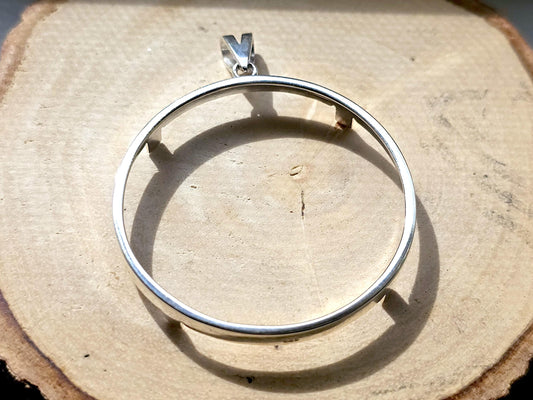 925 Sterling Silver Prong Back Simple Bezel for 41mm 1 oz Coins