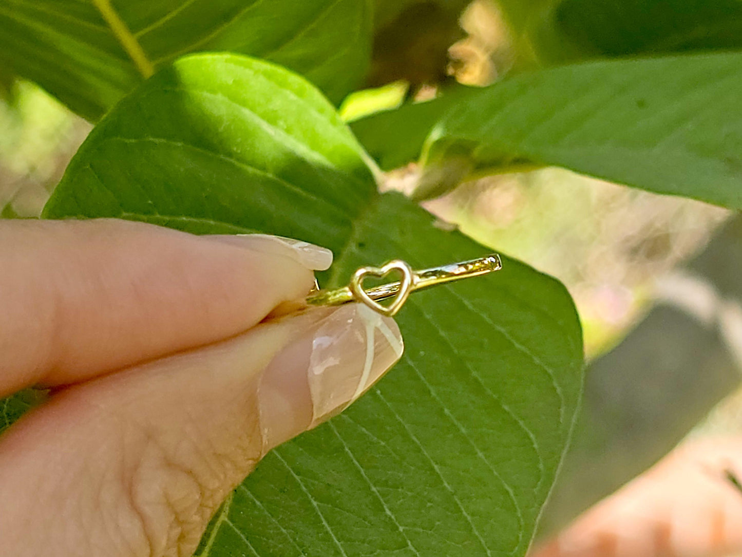 14K Solid Yellow Gold Cross and Heart Two Sided Ring Band with CZ Stones