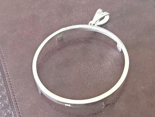 925 Sterling Silver Prong Back Simple Bezel for 36mm Coins