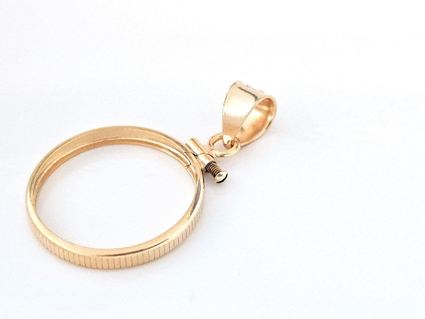 14K Gold Filled Screw Top Coin Edge Bezel for 21mm Nickel 5 Cent Coins