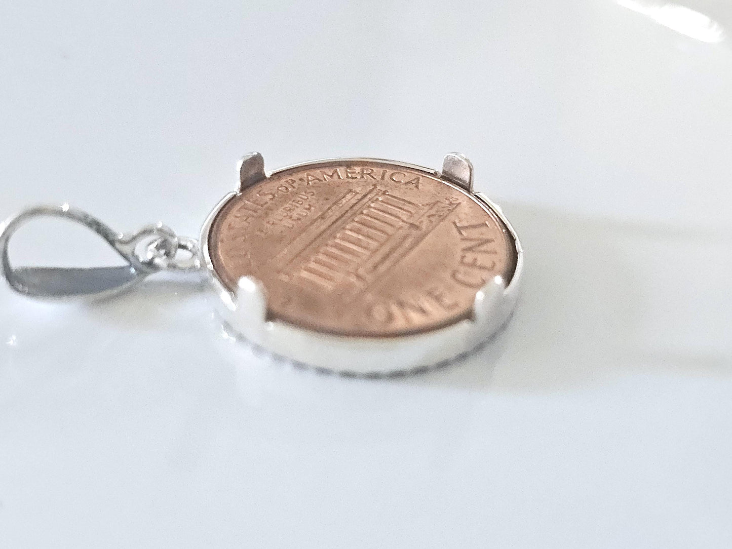 925 Sterling Silver Prong Back Illusion Edge Bezel for 19mm Penny 1 Cent Coins