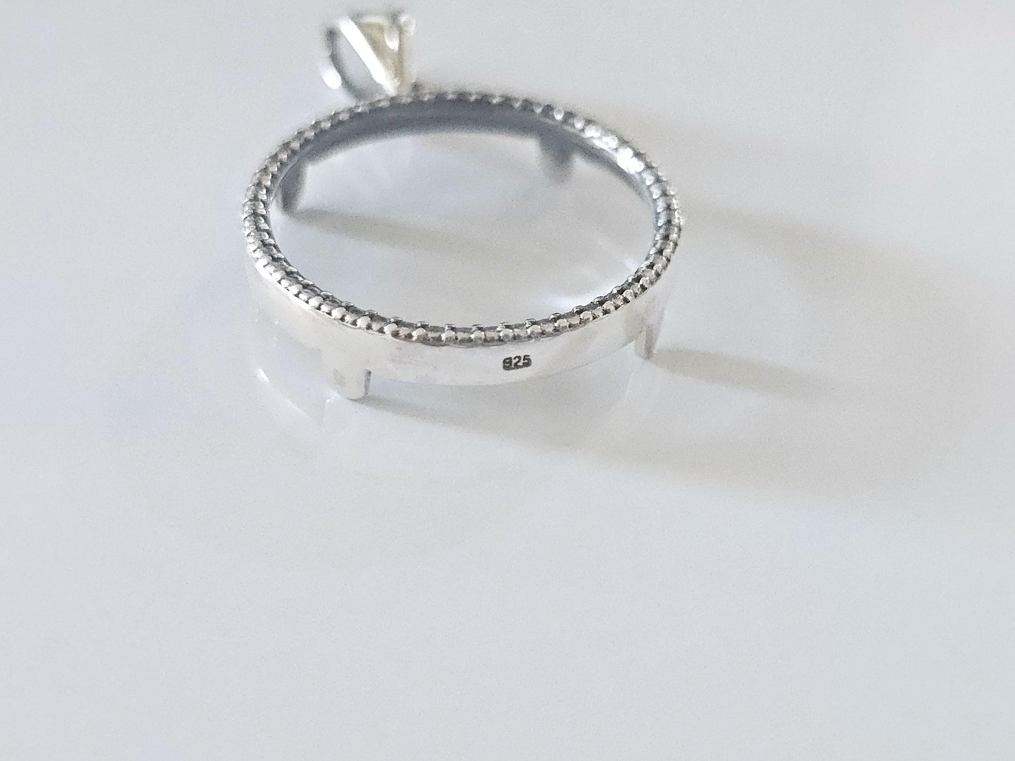 925 Sterling Silver Prong Back Illusion Edge Bezel for 21mm Nickel 5 Cent Coins