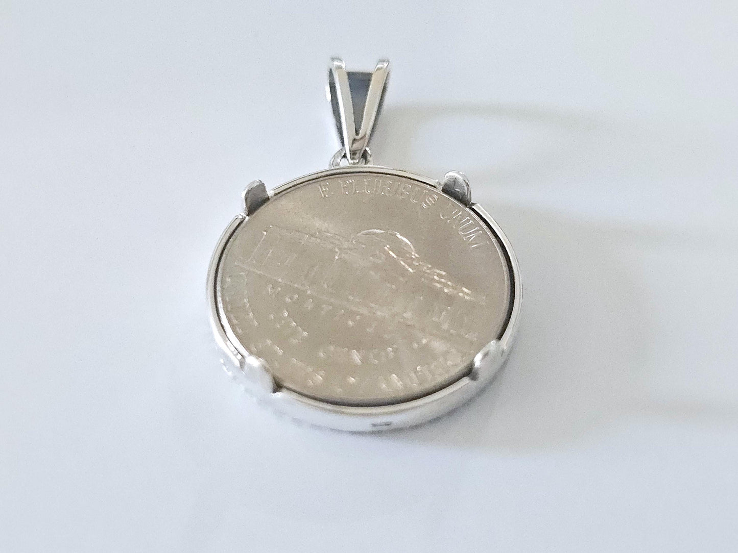 925 Sterling Silver Prong Back Illusion Edge Bezel for 21mm Nickel 5 Cent Coins