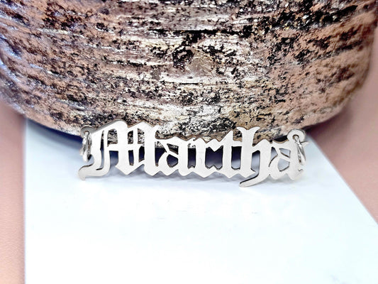 925 Sterling Silver Name Pendant Necklace with Old English Text