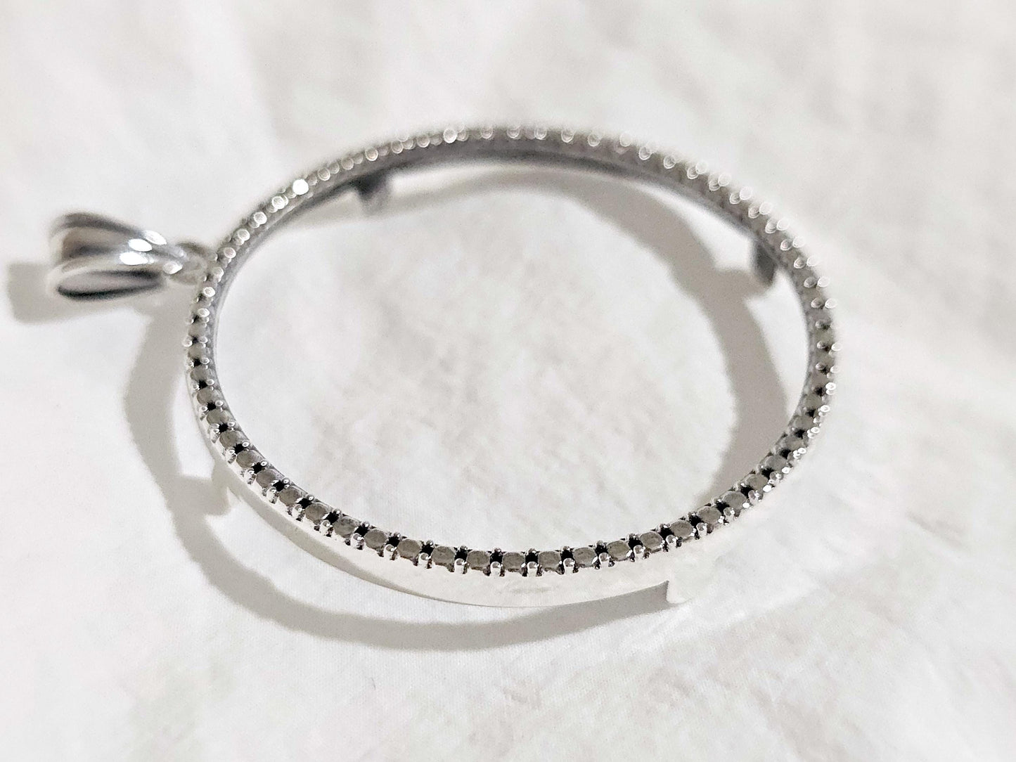 925 Sterling Silver Prong Back Illusion Edge Bezel for 41mm 1oz Coins