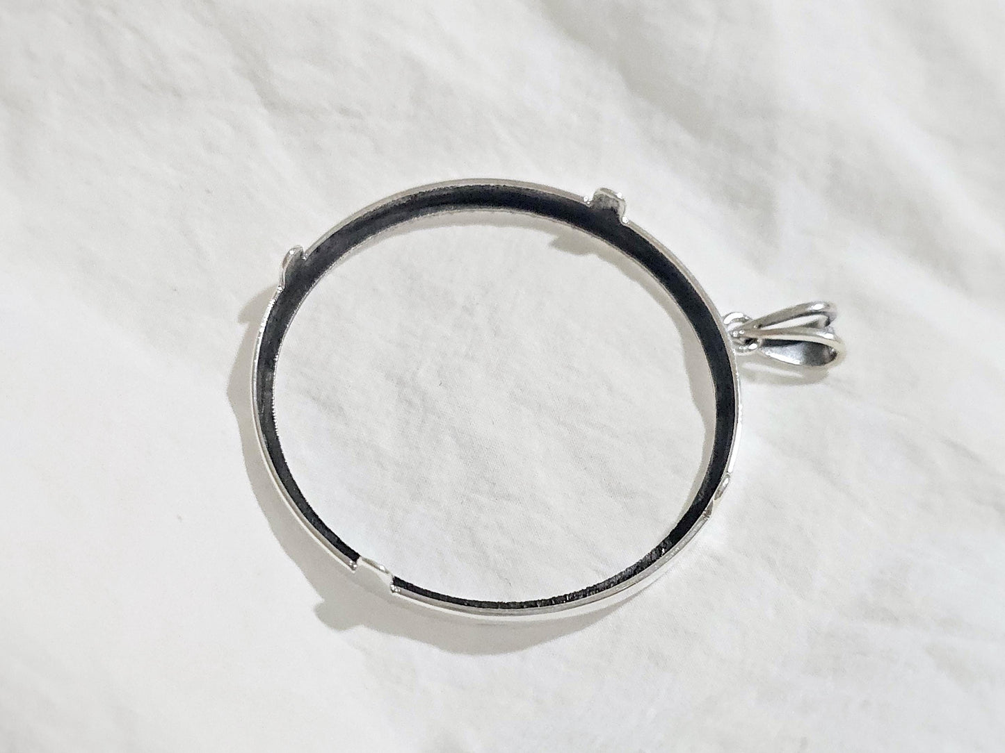 925 Sterling Silver Prong Back Illusion Edge Bezel for 41mm 1oz Coins