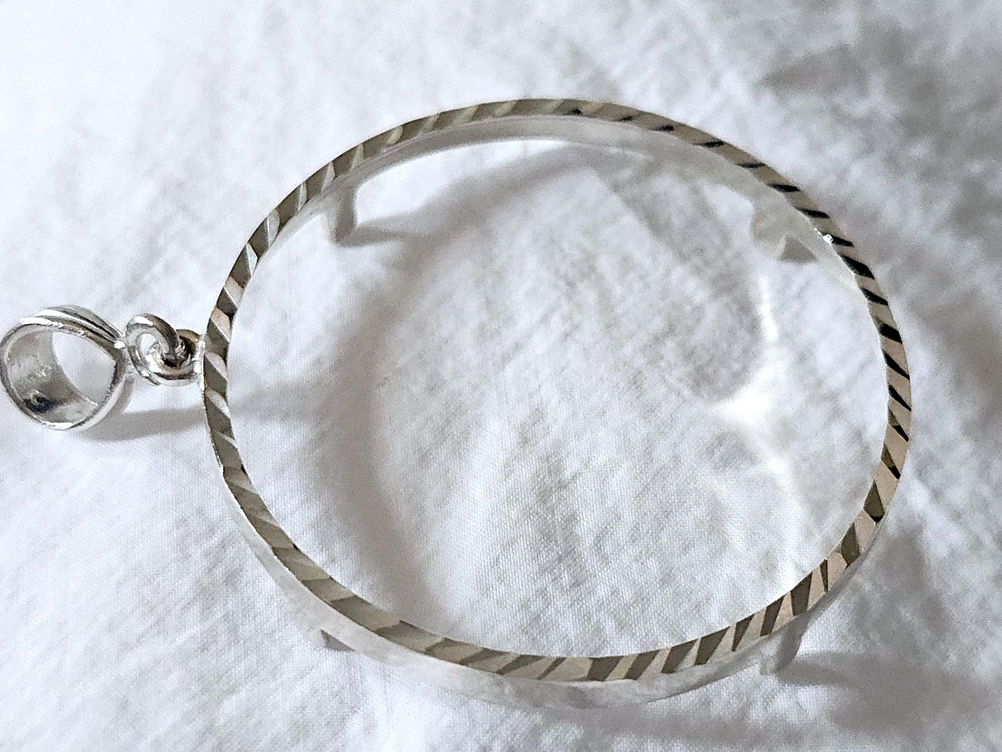 925 Sterling Silver Prong Back Diamond Cut Bezel for 38mm 1 Dollar Coins