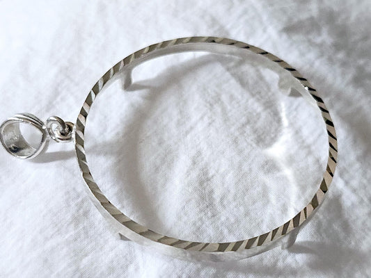 925 Sterling Silver Prong Back Diamond Cut Bezel for 38mm 1 Dollar Coins