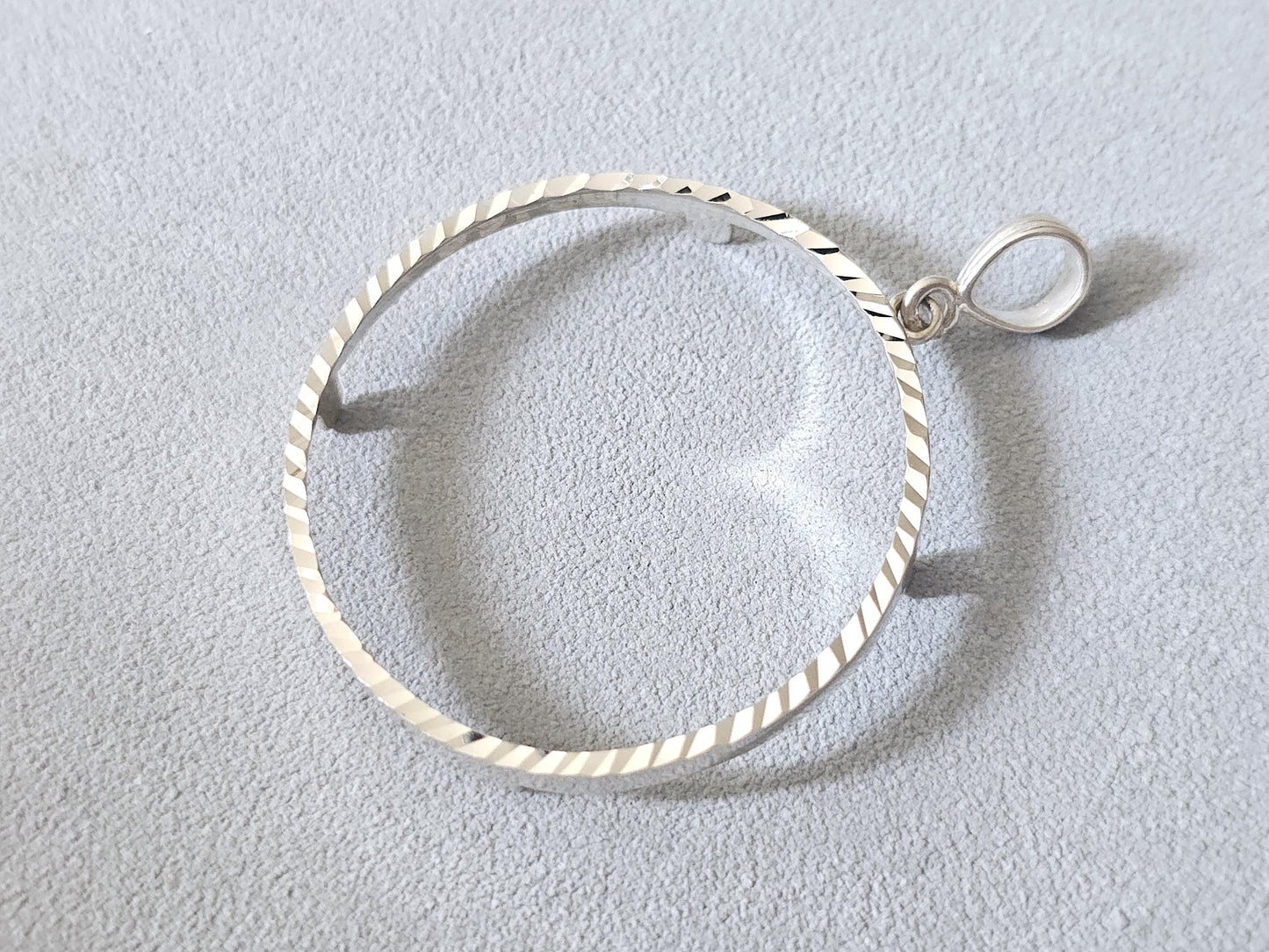 925 Sterling Silver Prong Back Diamond Cut Bezel for 39mm 1 oz Silver Rounds Casino Chips Mexican Cien Pesos Coins
