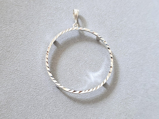 925 Sterling Silver Prong Back Diamond Cut Bezel for 41mm 1 oz Coins