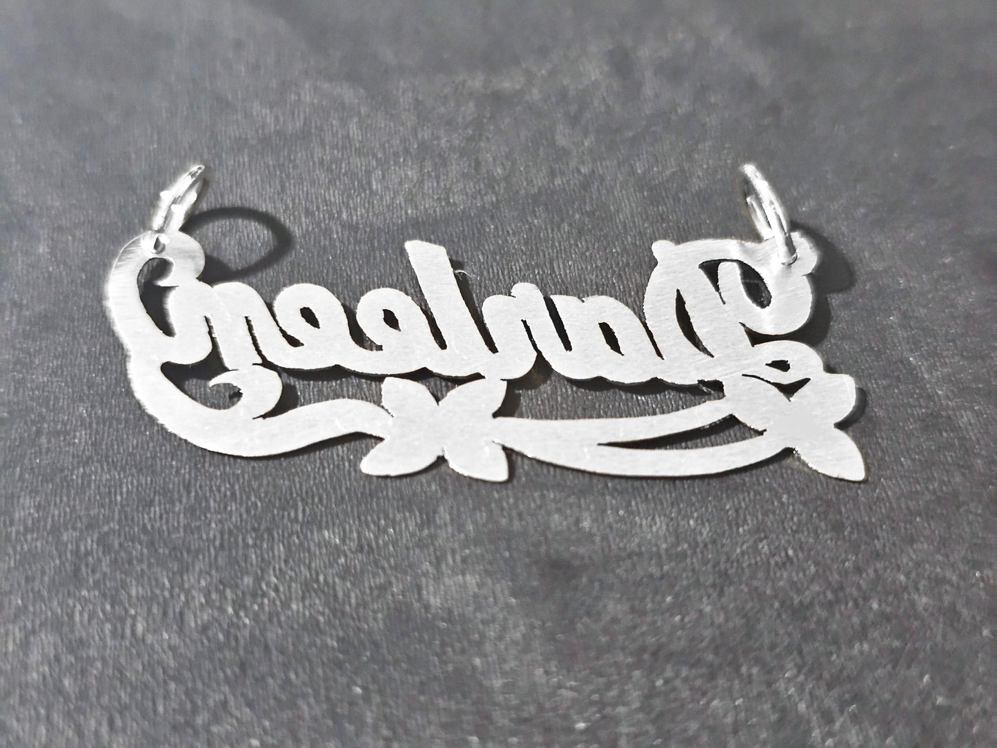 925 Sterling Silver Name Pendant Necklace with Double Flower Ribbon