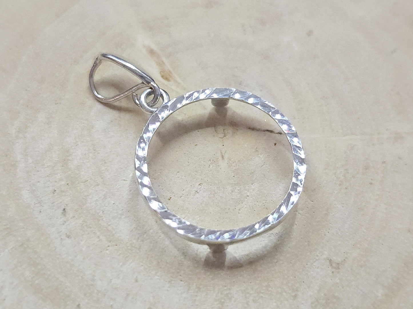 925 Sterling Silver Prong Back Diamond Cut Bezel for 19mm Penny 1 Cent Coins