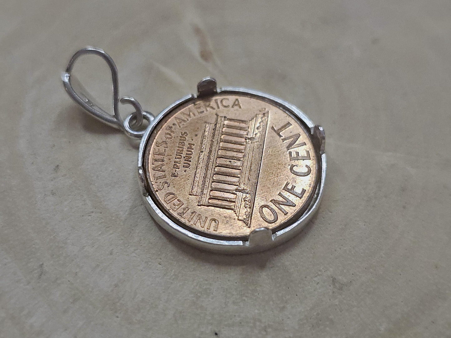 925 Sterling Silver Prong Back Diamond Cut Bezel for 19mm Penny 1 Cent Coins