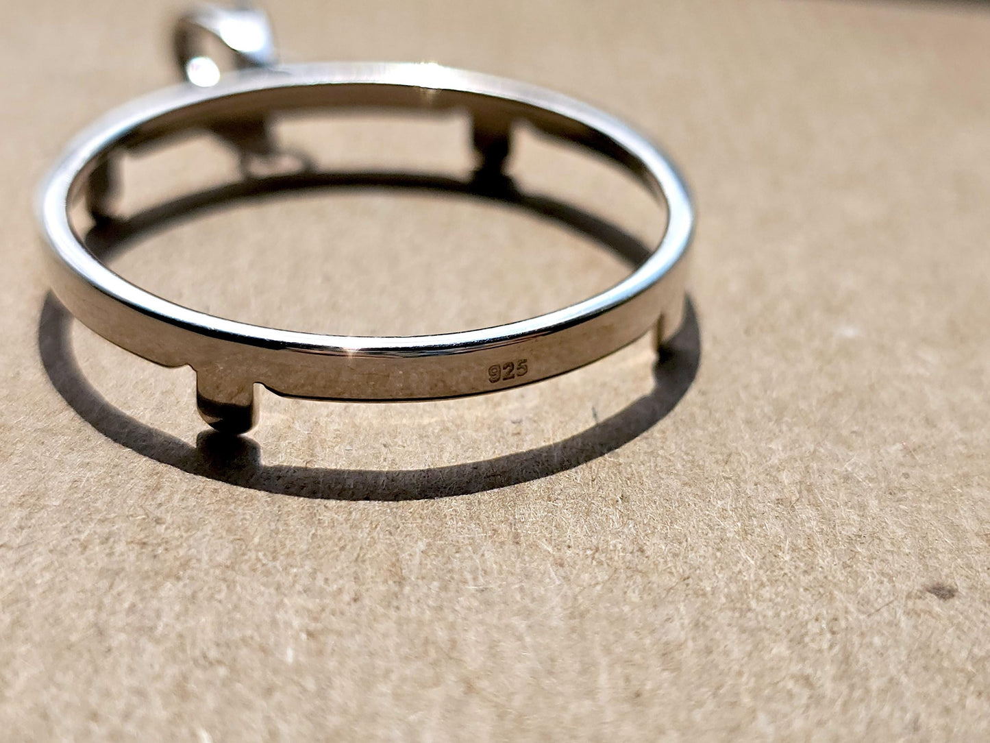 925 Sterling Silver Prong Back Simple Bezel for 30mm Half Dollar 50 Cents Coins