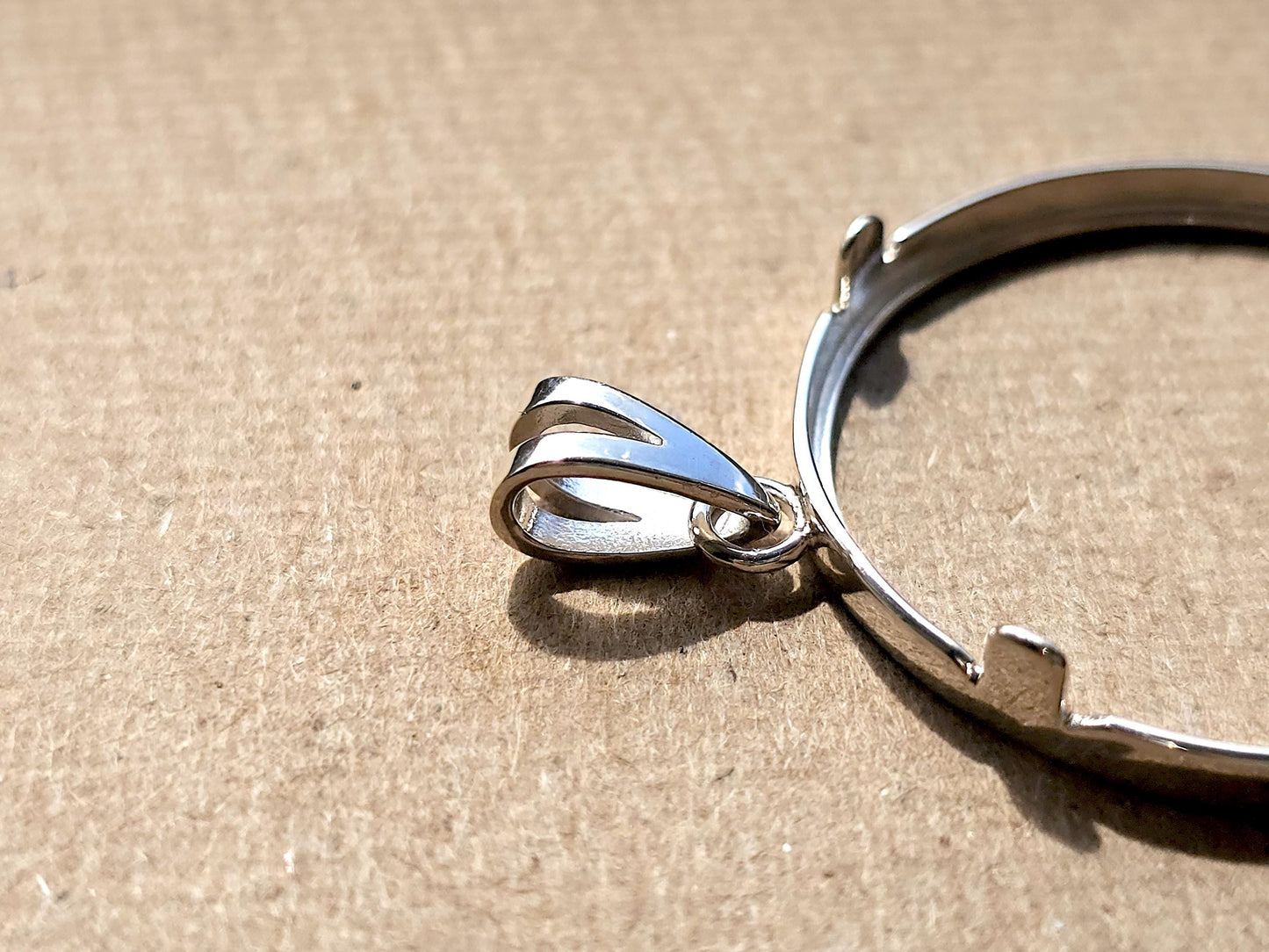 925 Sterling Silver Prong Back Simple Bezel for 30mm Half Dollar 50 Cents Coins