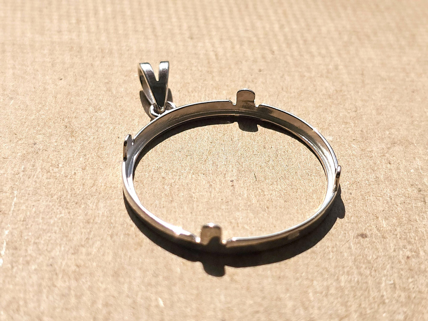 925 Sterling Silver Prong Back Simple Bezel for 30mm Half Dollar 50 Cents Coins