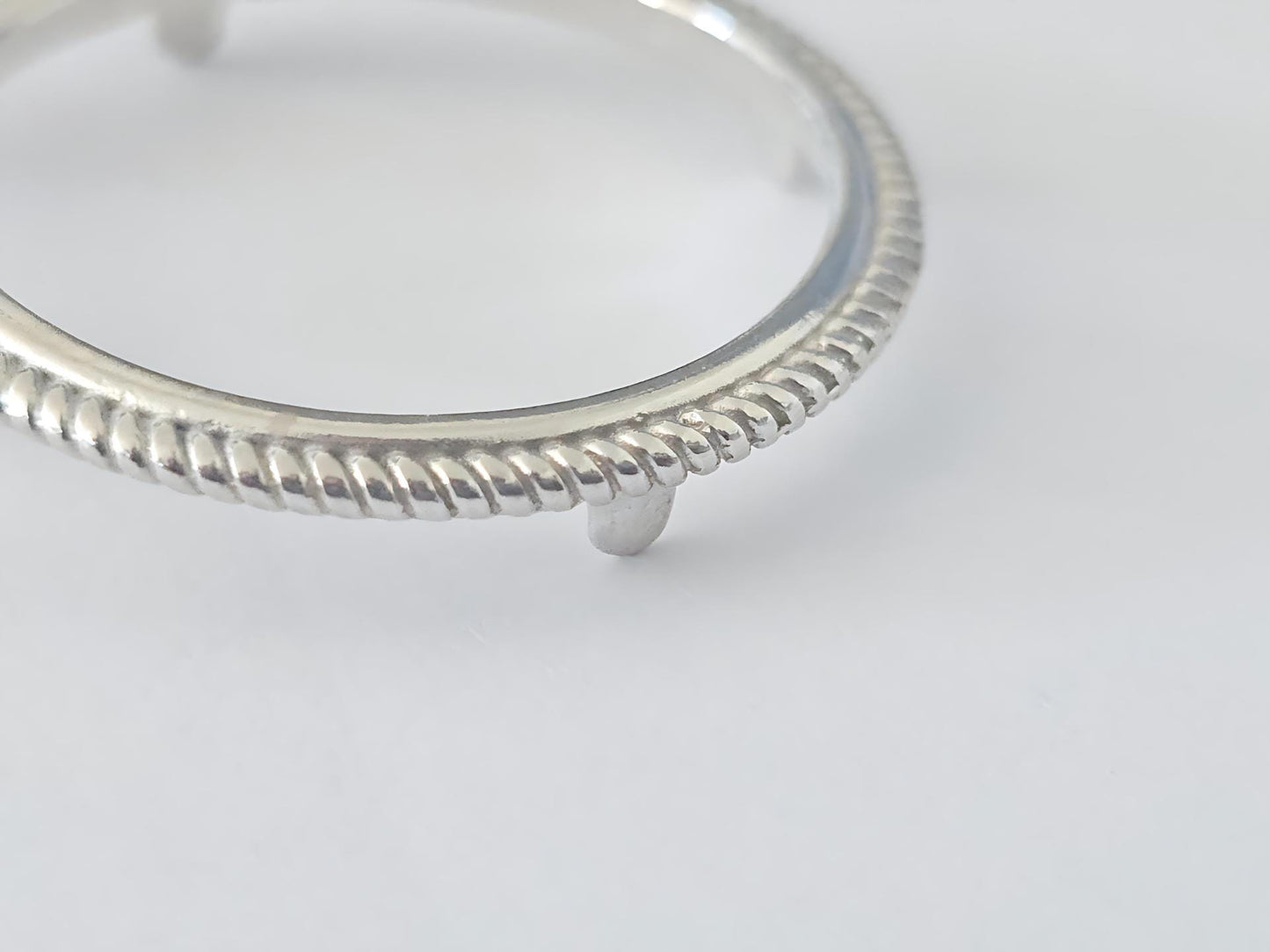 925 Sterling Silver Prong Back Rope Wire Edge Bezel for 30mm Half Dollar 50 Cents Coins