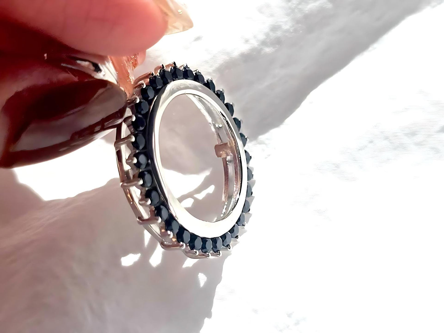 925 Sterling Silver Prong Back Cubic Zirconia CZ Halo Bezel for 18mm Dime 10 Cent Coins