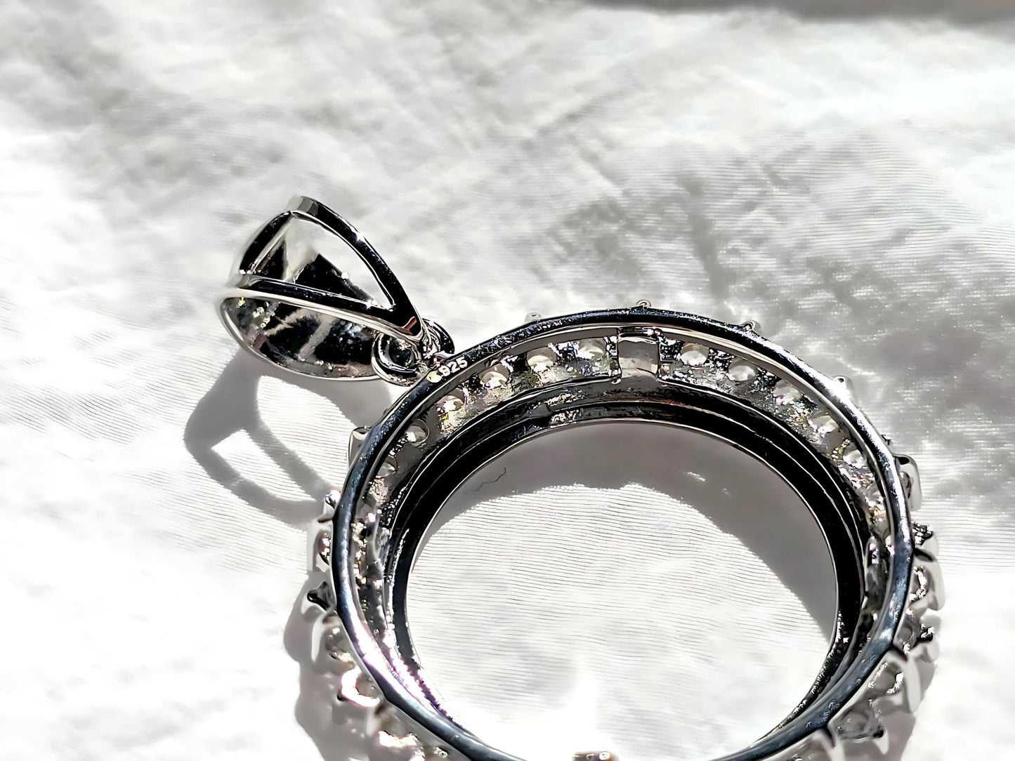 925 Sterling Silver Prong Back Cubic Zirconia CZ Halo Bezel for 19mm Penny 1 Cent Coins