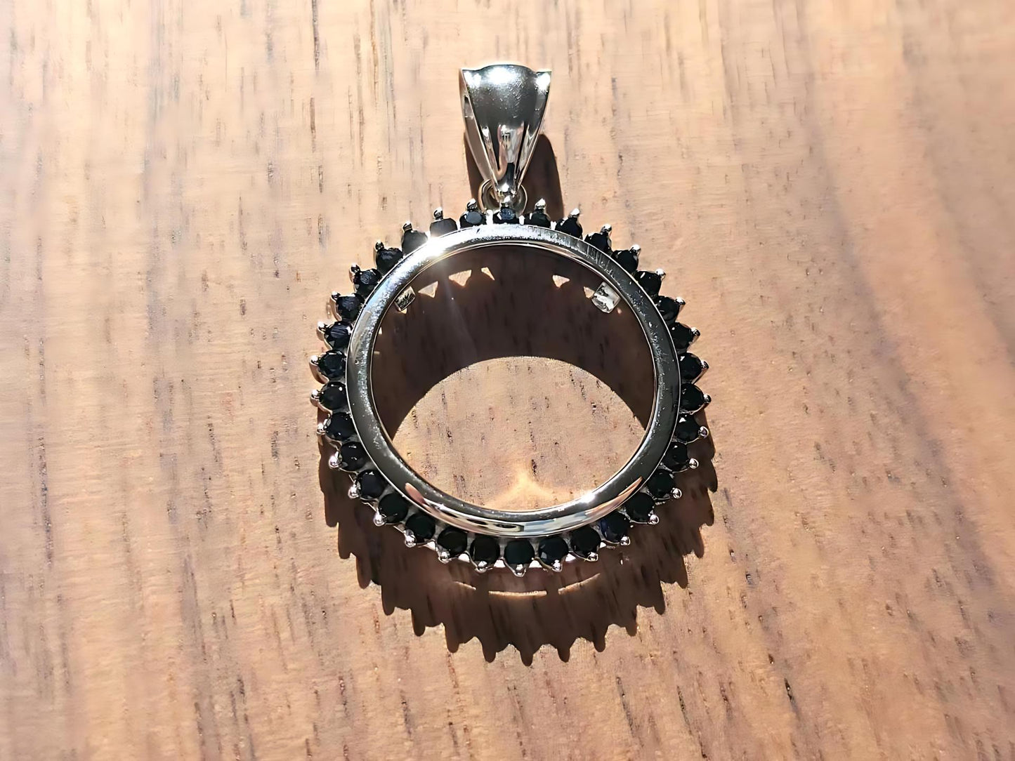 925 Sterling Silver Prong Back Cubic Zirconia CZ Halo Bezel for 21mm Nickel 5 Cent Coins