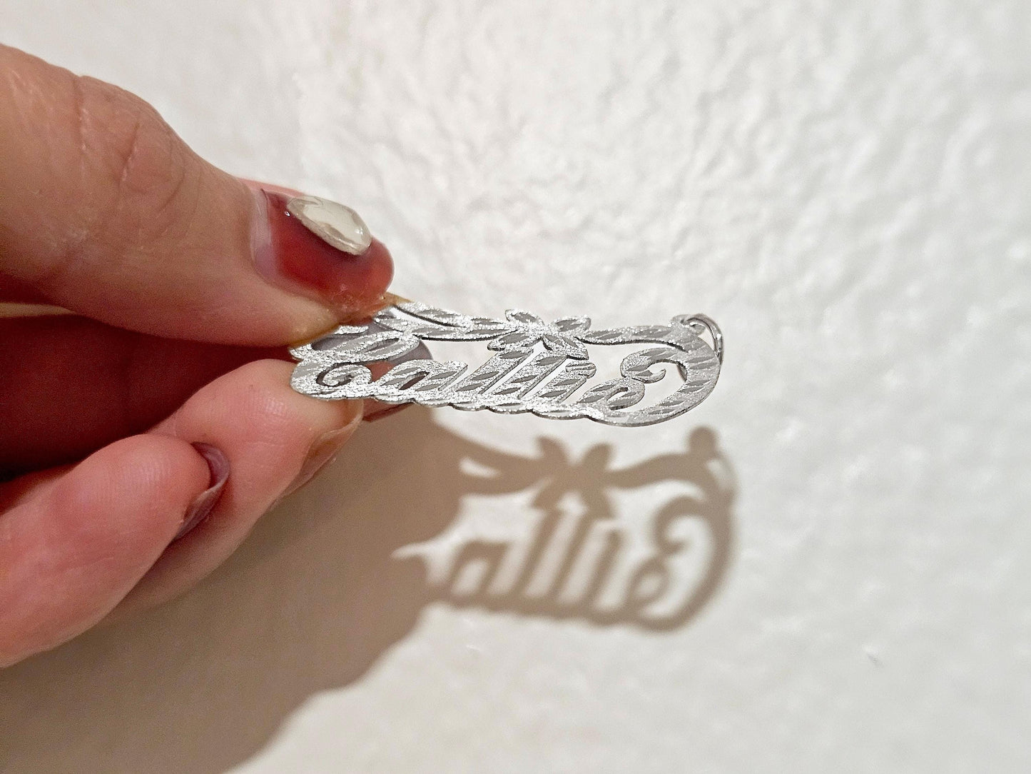 925 Sterling Silver Name Pendant Necklace with Flower Banner