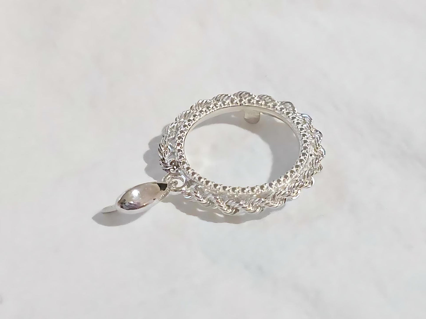 925 Sterling Silver Prong Back Illusion Rope Bezel for 18mm Dime 10 Cent Coins