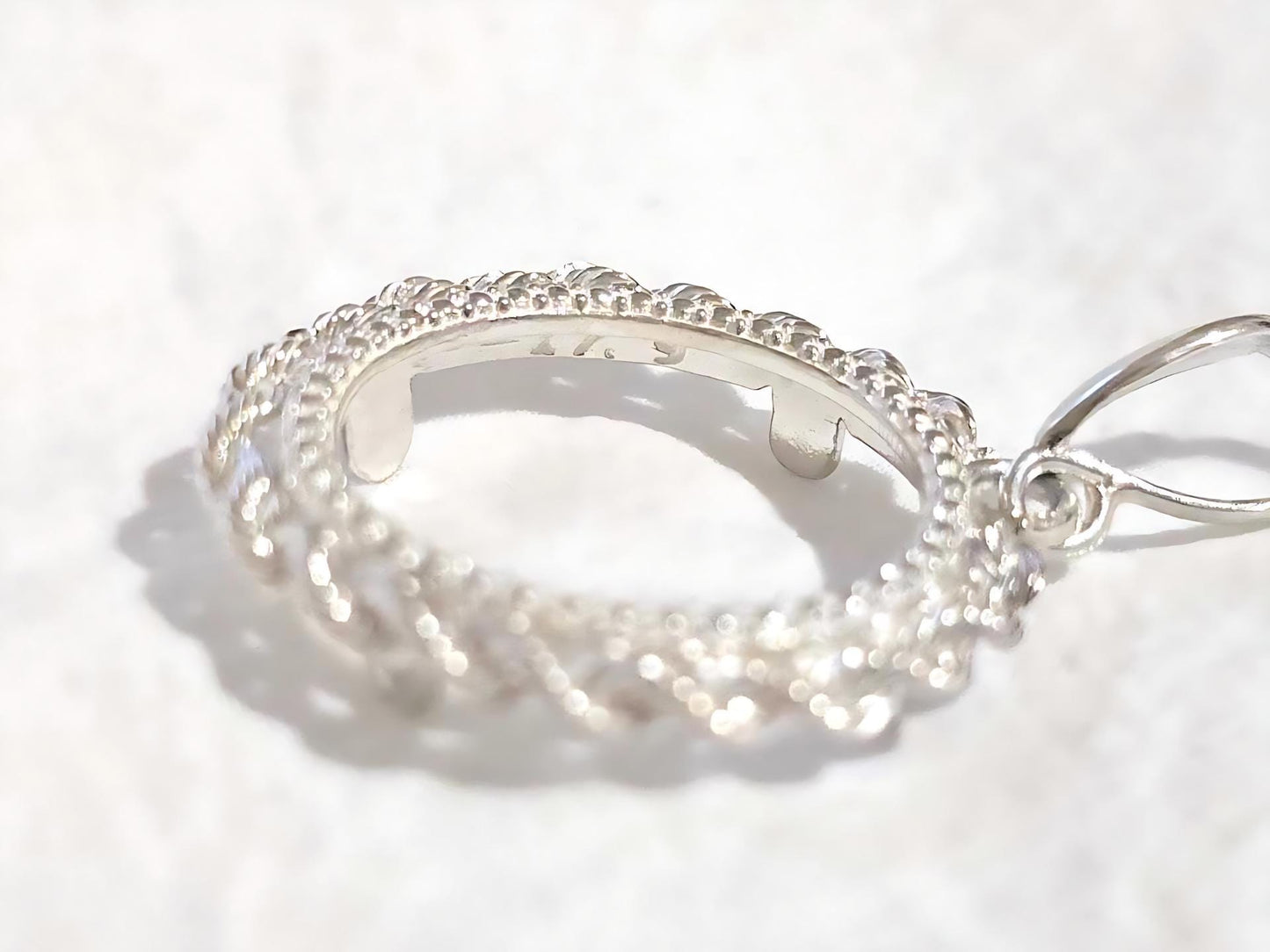 925 Sterling Silver Prong Back Illusion Rope Bezel for 18mm Dime 10 Cent Coins