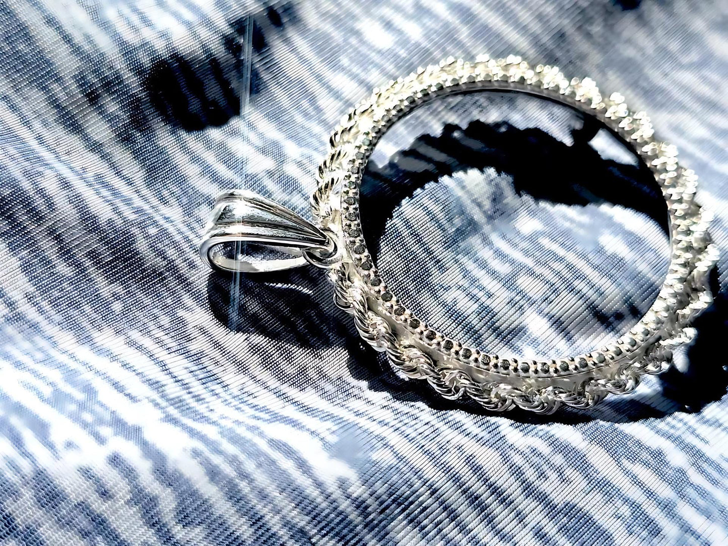 925 Sterling Silver Prong Back Illusion Rope Bezel for 26mm Susan B Anthony Dollar Coin
