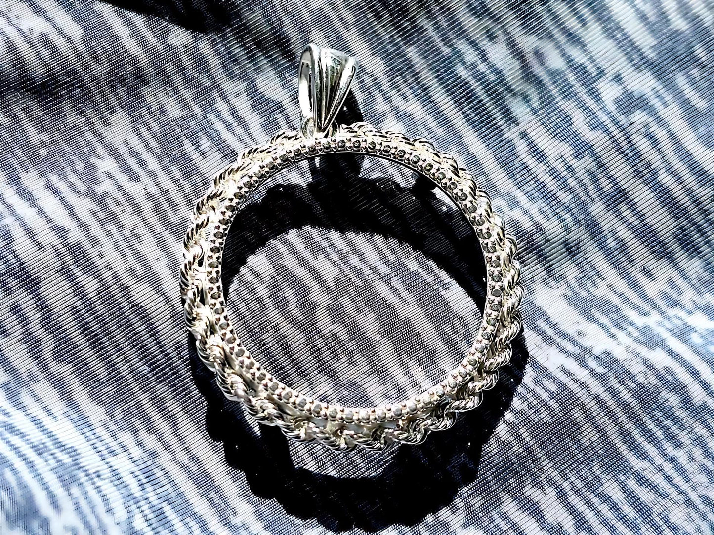 925 Sterling Silver Prong Back Illusion Rope Bezel for 26mm Susan B Anthony Dollar Coin