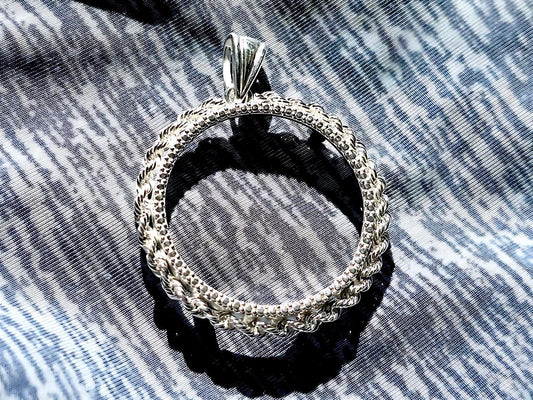 925 Sterling Silver Prong Back Illusion Rope Bezel for 26mm Susan B Anthony Dollar Coin