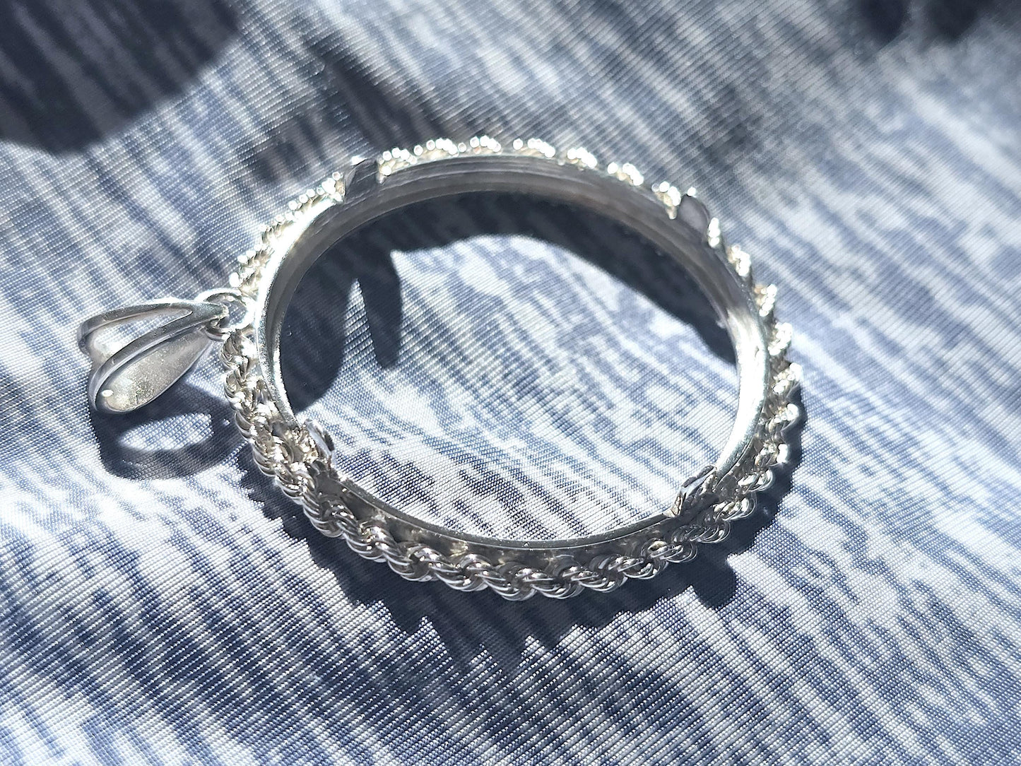 925 Sterling Silver Prong Back Illusion Rope Bezel for 30mm Half Dollar 50 Cents Coins