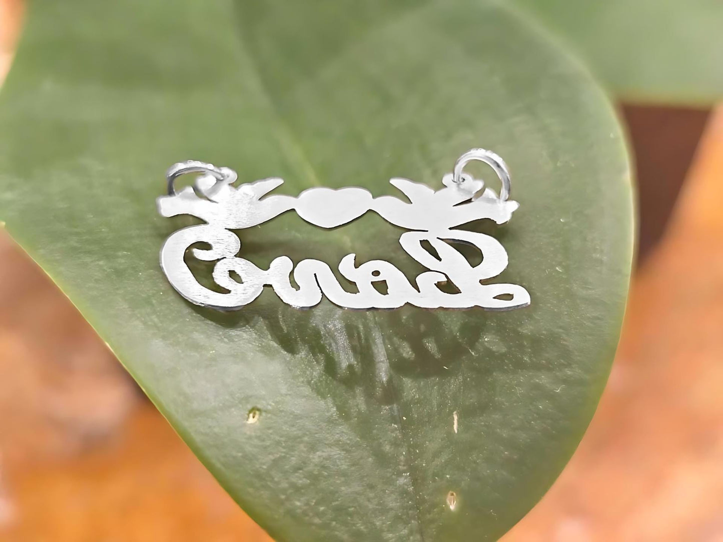 925 Sterling Silver Name Pendant Necklace with Beautiful Doves and Heart