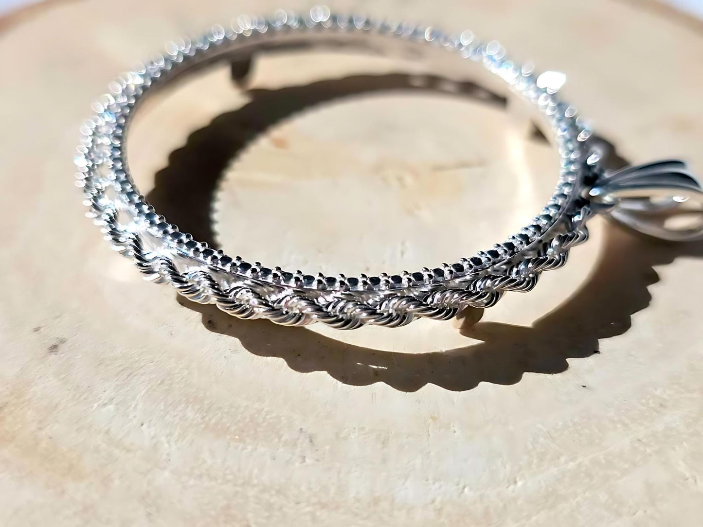 925 Sterling Silver Prong Back Illusion Rope Bezel for 34mm Mexican 1 Peso Coins