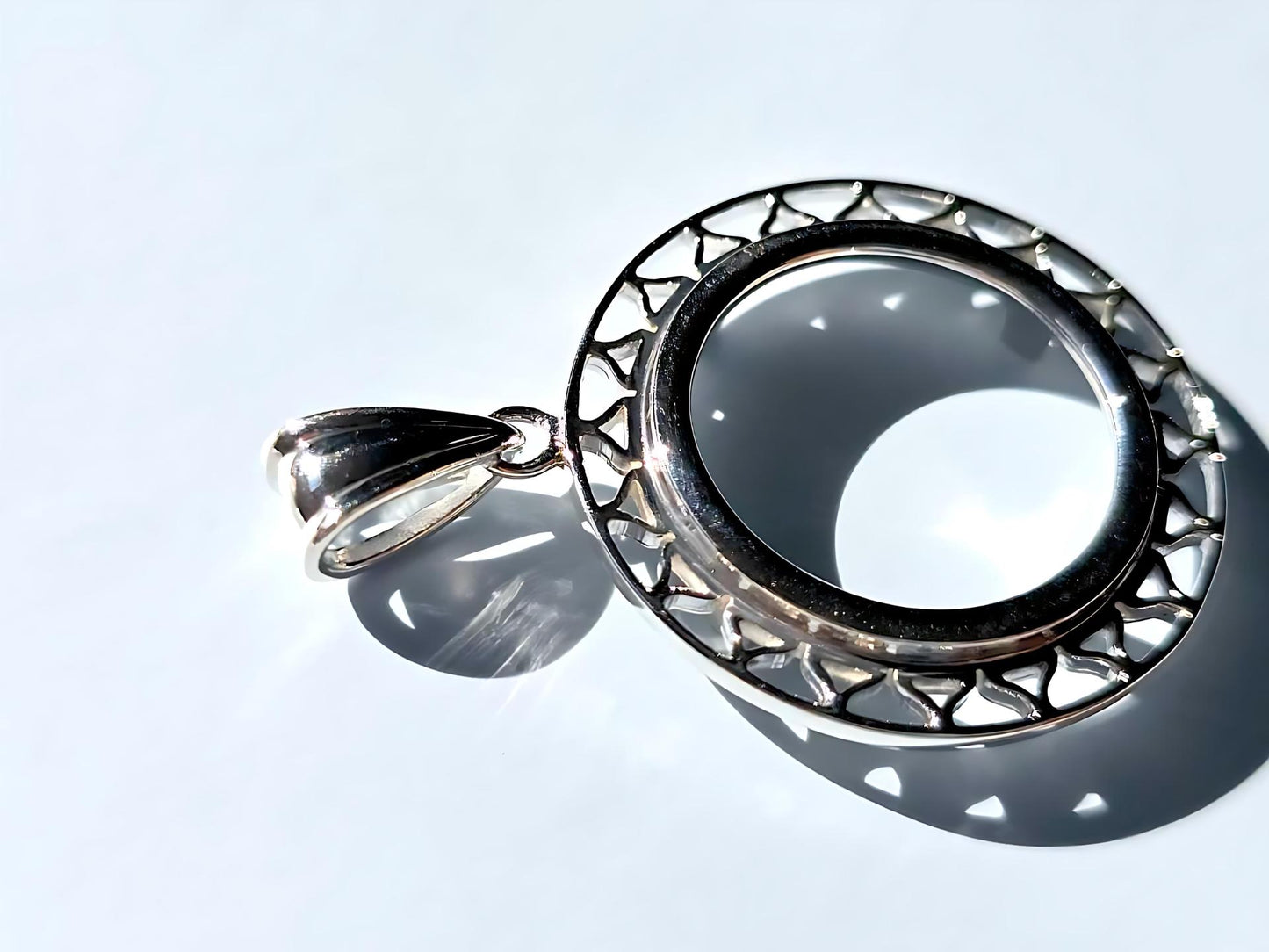 925 Sterling Silver Prong Back Filigree Edge Bezel for 19mm Penny 1 Cent Coins