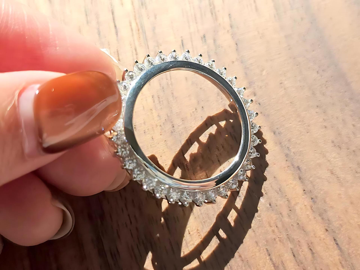 925 Sterling Silver Prong Back Cubic Zirconia CZ Halo Bezel for 21mm Nickel 5 Cent Coins