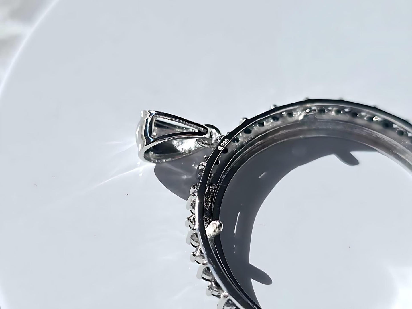 925 Sterling Silver Prong Back Cubic Zirconia CZ Halo Bezel for 30mm 50 Cent Coins