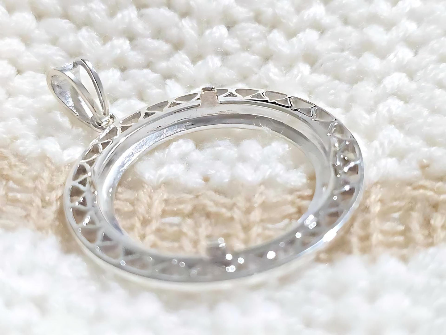 925 Sterling Silver Prong Back Filigree Edge Bezel for 26mm Coins
