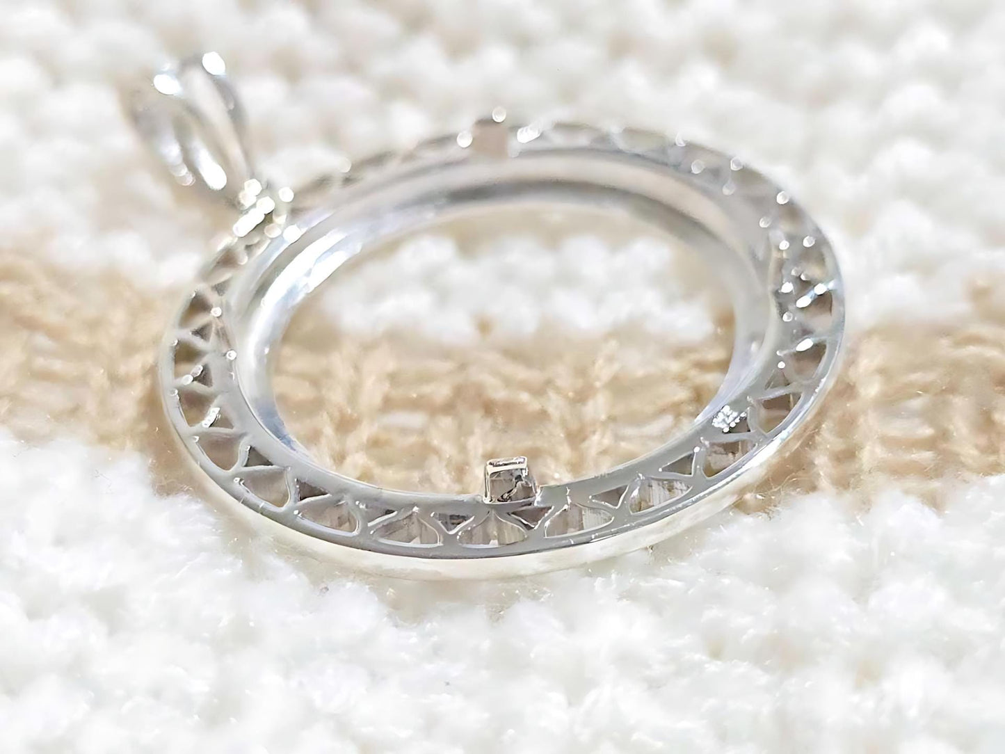 925 Sterling Silver Prong Back Filigree Edge Bezel for 26mm Coins