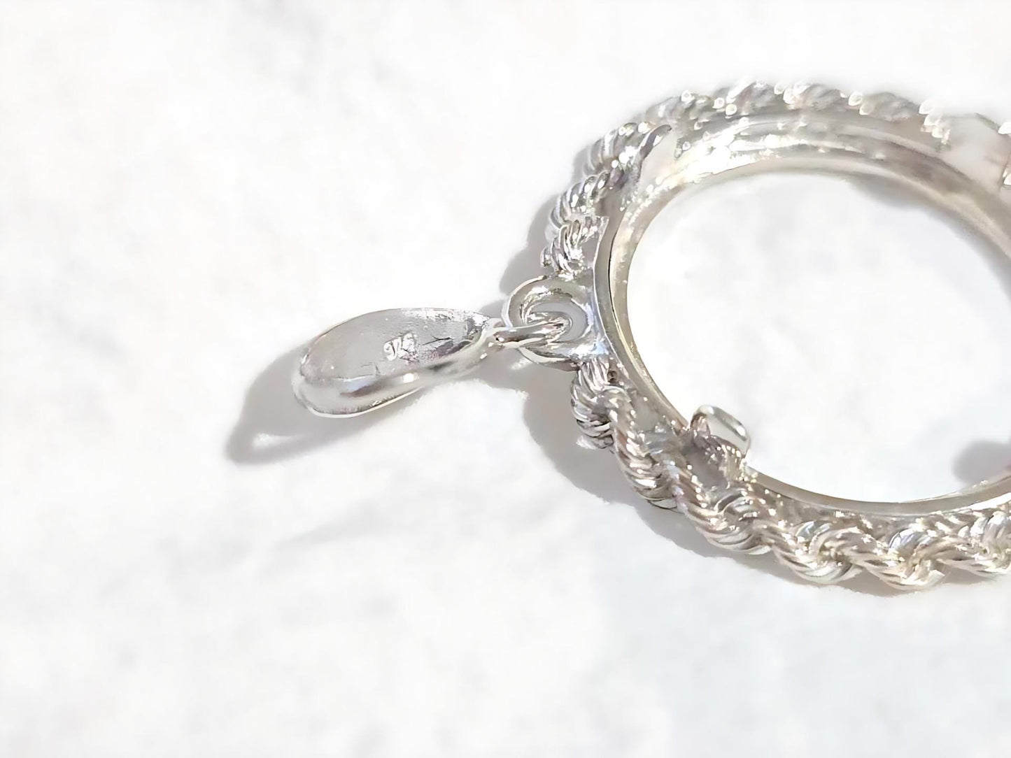 925 Sterling Silver Prong Back Illusion Rope Bezel for 18mm Dime 10 Cent Coins