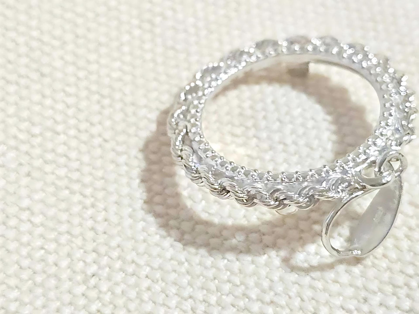 925 Sterling Silver Prong Back Illusion Rope Bezel for 19mm Penny 1 Cent Coins