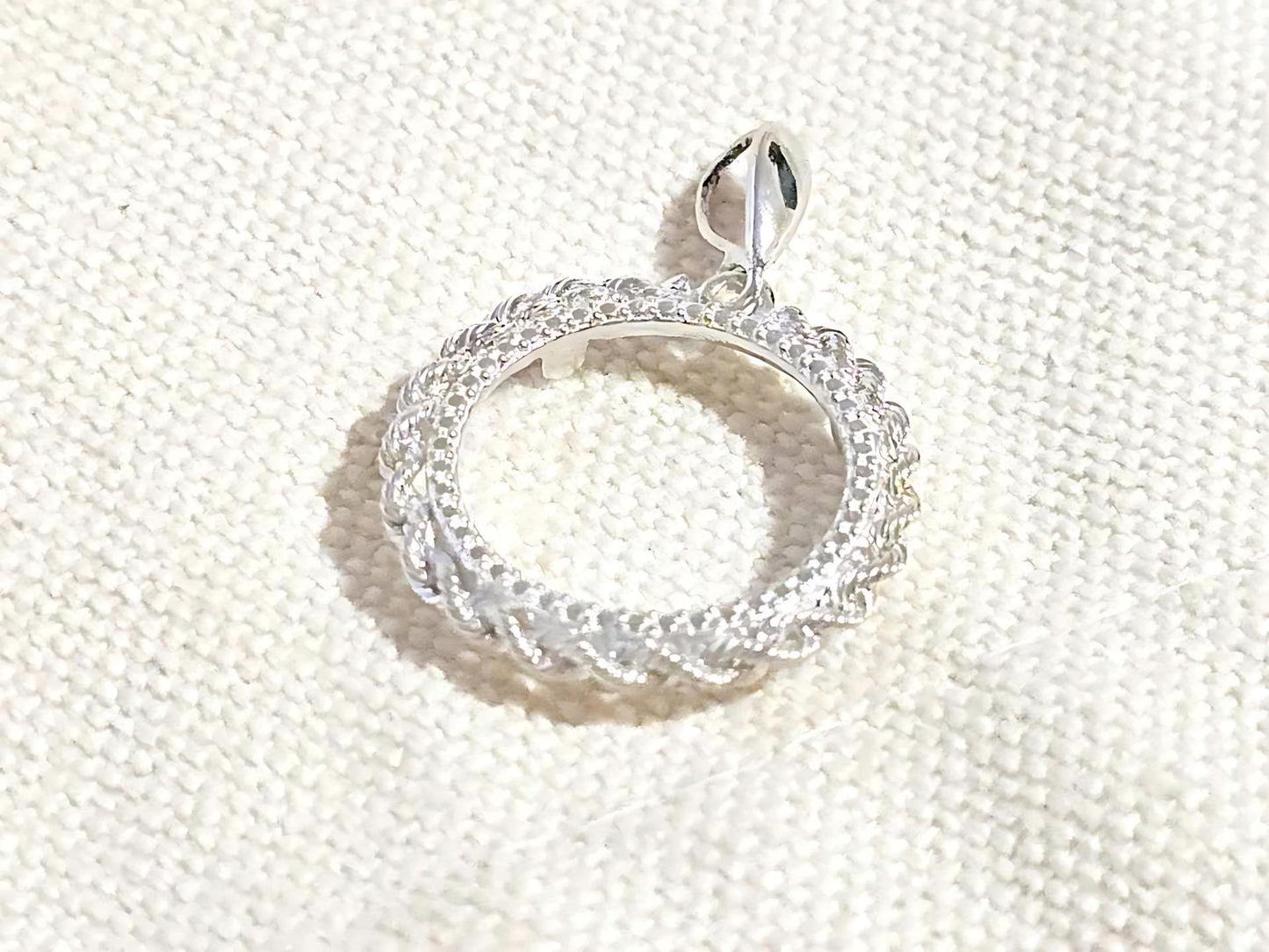 925 Sterling Silver Prong Back Illusion Rope Bezel for 19mm Penny 1 Cent Coins