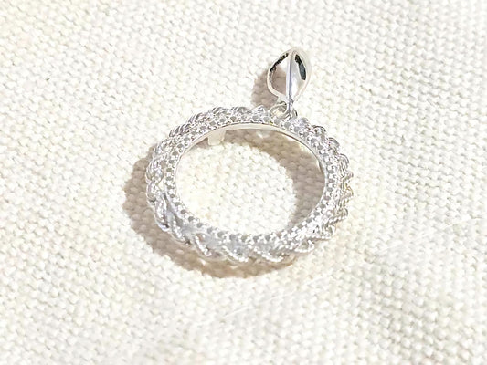925 Sterling Silver Prong Back Illusion Rope Bezel for 19mm Penny 1 Cent Coins