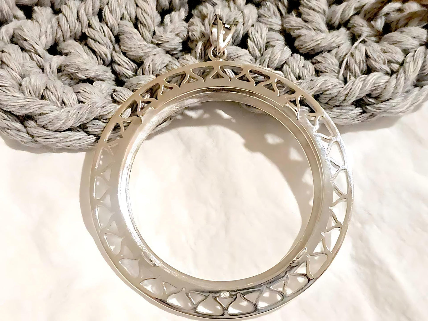 925 Sterling Silver Prong Back Filigree Edge Bezel for 39mm 1oz Coins