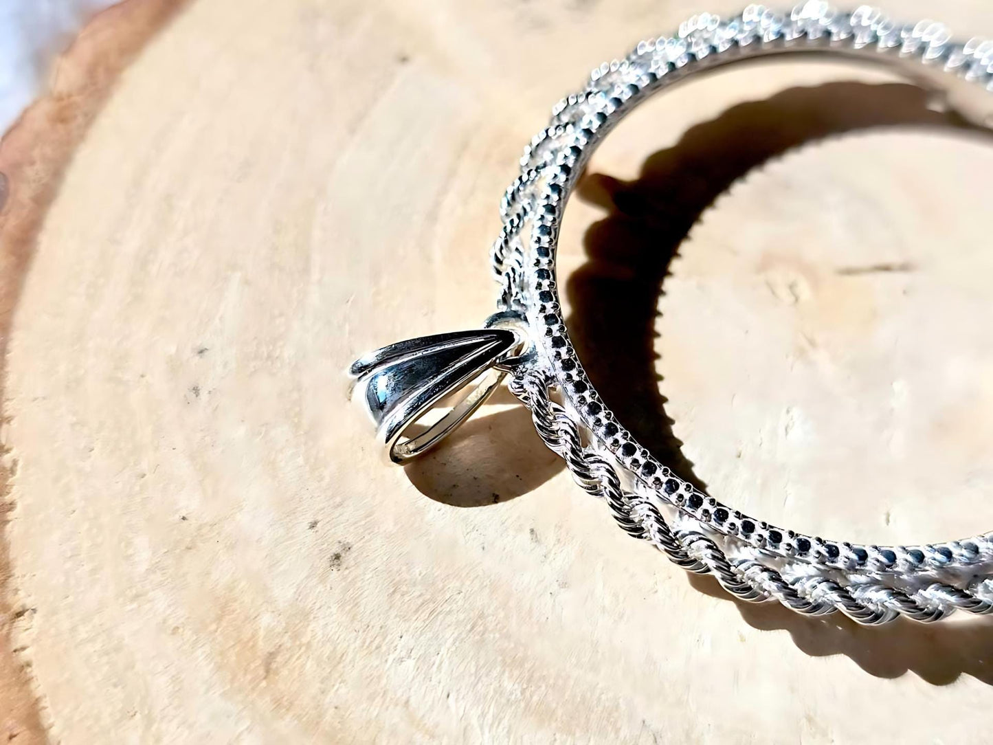 925 Sterling Silver Prong Back Illusion Rope Bezel for 34mm Mexican 1 Peso Coins