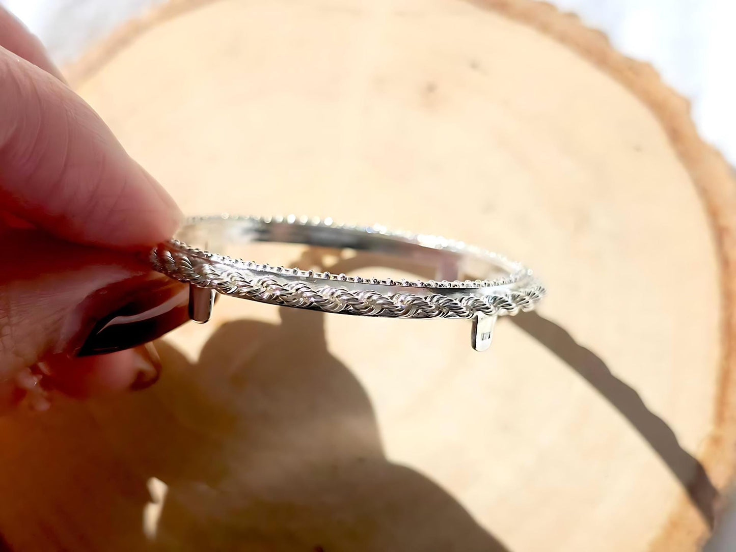 925 Sterling Silver Prong Back Illusion Rope Bezel for 36mm Coins